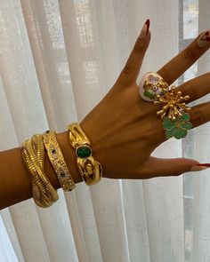 A Stack ✨ Sunshine ring x Ablast ring x Flamingo ring 🍀 Sonaya bracelet x Sekin bracelet x Catana 🌸  We are open through the holidays to serve you 🍀 shoplamy.com or Dm to shop 🛒💗  #jewelrystack #goldjewelry #jewelryinlagos #ringstack #banglestack Sunshine Ring, Flamingo Ring, Teen Jewelry, Jewelry Chest, Stacked Bangles, Jewelry Essentials