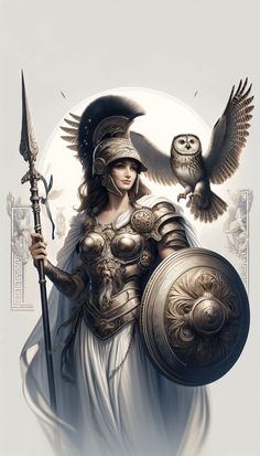 Deusa Atena, mitologia grega. Atena é a deusa da guerra, da sabedoria, da estratégia, dos ofícios, tecelã e patrona da cidade de atenas. Greek Athena, Athena Tattoo, Greek Goddess Costume, Goddess Tattoo, Xena Warrior Princess, Xena Warrior, Mythology Tattoos