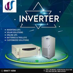 an advertisement for inverter with two different types of computers and other electronic devices