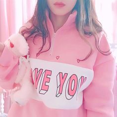 I LOVE YOU Heart Printed Sweatshirt with Zipper Erika Core, Kawaii Clothes Sweatshirts & Hoodies, Pinkity Drinkity, Kawaii Hoodies Pink, Kawaii Sweatshirts & Hoodies, Sweatshirt With Zipper, Pink Kawaii Sweatshirt, Pink Kawaii Crew Neck Sweatshirt, Pastel Girl