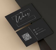 two black business cards with qr code on them