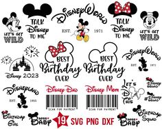 the best birthday ever svg file for disney and mickey mouse silhouettes, including