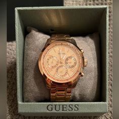 Rose Gold Multifunction Guess Women Watch - Never Worn - New In Box - Waterpro 100 M/ 330 Ft Water Resistant - Stainless Steel Guess Watches Women, Guess Women Watches, Guess Watches, Rose Watch, Guess Women, Guess Watch, Rose Gold Watches Women, Dream List, Gold Watches Women