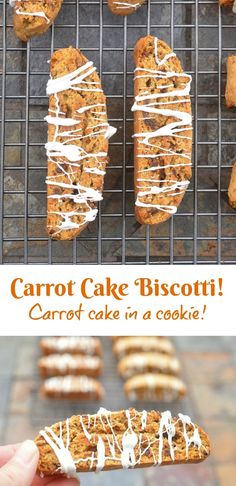 carrot cake biscotti with white icing on top