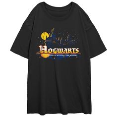 Achieve comfy and cute style with this Juniors' Harry Potter Hogwarts Postcard Oversized Tee. Achieve comfy and cute style with this Juniors' Harry Potter Hogwarts Postcard Oversized Tee. FEATURES Short sleeves CrewneckFABRIC & CARE Cotton Machine wash Imported Size: Xxl. Color: Black. Gender: female. Age Group: kids. School Of Witchcraft, Harry Potter Shirts, Cutout Sweater, Cape Jacket, Retro Tops, Iconic Dresses, Hogwarts School, Harry Potter Hogwarts, Cute Style