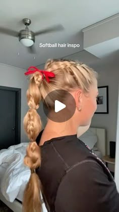 Payden Bordeau on Instagram: "Today’s gameday hair!  - - What’s your go to gameday hairstyle??!  - - #softballhair #softball #reels #gamedayhair #explore #hairinspo #sportyhairstyle" Long Hairstyles Sports, Softball Hair With Bow, Gameday Hairstyles Volleyball, Hairstyles For Soccer Games, Soft Ball Hairstyles, Softball Hairstyles For Long Hair, Softball Hairstyles Easy, Softball Hairstyles Braids, Race Day Hairstyles