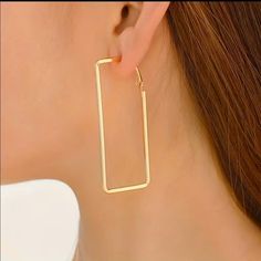 Brand New Women's Tall Rectangle Hoop Earrings Genuine 14k Gold Plated Sterling Silver 2.5" Tall .8" Wide Retail Price $295 Buy With Confidence From A Trusted Seller With A 99%+ Feedback Rating! A0149 (Id-1073-) Rectangle Hoop Earrings, Earrings Square, Large Hoop Earrings, Square Earrings, Gold Wire, Gold Plated Sterling Silver, Gold Plate, Jewelry Earrings, Hoop Earrings