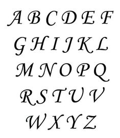 an old english alphabet with cursive letters and numbers in black ink on a white background