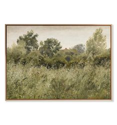 an oil painting of trees and grass