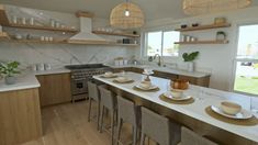 the kitchen is clean and ready to be used for dinner or other entertaining purposes,