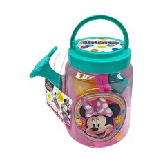 a plastic watering can with mickey mouse on it