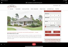 the homepage for a real estate listing website on a tablet device, with an image of a house