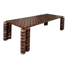 a table made out of wood with three columns on each side and one long column at the end