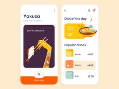 two smartphones showing different food items on the screen, one with an app for ordering