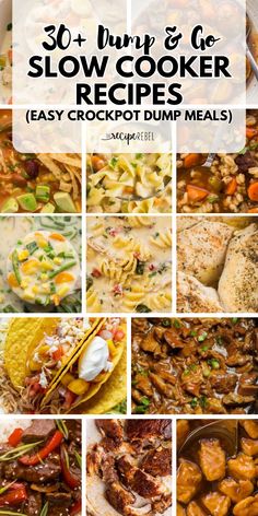 Your rotation of family-friendly dinners must have these Dump and Go Slow Cooker Recipes! Simple as set and forget, these Easy Crock Pot Dump Meals are great any night of the week. Find chicken, beef, pork, vegetarian, and other main course ideas! Crock Pot Dump Meals, Crockpot Dump Meals, Crock Pot Dump, Main Course Ideas, Slow Cooker Recipes Easy, Crockpot Dump Recipes, Creamy Chicken Recipes, Best Beef Recipes, Course Ideas