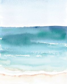 an ocean scene with waves crashing on the beach