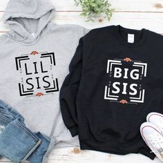 Looking for the perfect gift for that special couple in your life? Look no further! Our Big Sis & Lil Sis Matching Outfit and Best Friend Matching Apparel is the perfect gift for Besties. Whether you're looking for couple shirts, hoodies, sweatshirts, or a complete Matching Set, we've got you covered! From funny matching shirts to couple shirts and hoodies, our selection of apparel for couples is perfect for any occasion. Get your matching shirts for couples today! Best Friend Hoodies For 2, Bsf Hoodies Matching, Bff Hoodies For 2, Matching Hoodies For Sisters, Make Sweatshirts With Your Bestie, Matching Sister Shirts, Matching Hoodies For Couples Amazon.com, Funny Matching Shirts, Best Friend Hoodies