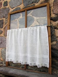 White Linen Curtain Romantic Cafe Curtains With Lace Edge Trim Window Panel French Country Kitchen Curtain.custom Curtain - Etsy French Country Kitchen Curtains, Linen Curtain Panels, French Country Kitchens