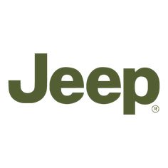 the jeep logo is shown in green on a white background, and it says jeep