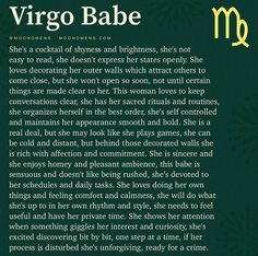 the virgo babe poem is written in green and gold