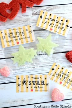 valentine's day treat bag toppers with stars on them