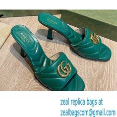 Gucci Heel 7.5cm Double G Slide Sandals 674839 Green 2022 Green Gucci, Bvlgari Handbags, Cartier Handbags, Chanel 2021, Christian Dior Handbags, Dolce And Gabbana Handbags, Givenchy Handbags, Miu Miu Handbags, Valentino Handbags