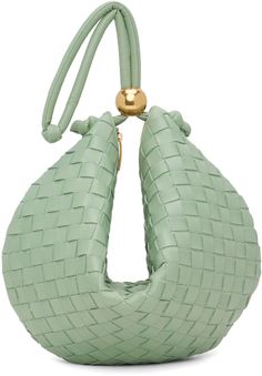 Bottega Veneta: Green Medium Turn Pouch | SSENSE Cute Unique Handbags, Modern Luxury Bag, Luxury Green Trendy Baguette Bag, Olive Luxury Bag, Luxury Classic Miu Miu Bags, Luxury Miu Miu Shoulder Bag With Adjustable Strap, Luxury Green Pouch, Luxury Leather Shoulder Bag By Miu Miu, Green Evening Clutch