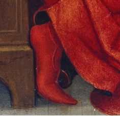 a painting of a woman's feet in red shoes