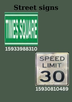 two street signs are shown with the same time and speed limit sign in front of them