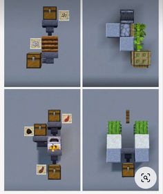 four different views of the same room in minecraft