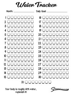 a printable water tracker with the words water tracker and numbers to go along it