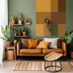 a living room filled with furniture and plants