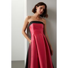 Pink satin (100% Polyester). Ball. Sleeveless. Strapless. Back zipper closure. See size and fit notes for length measurements. Imported. Monet Dress, Black Sequin Jacket, Sequin Jacket, Measurement Length, Rent The Runway, Feminine Look, Closet Designs, Pink Satin, Black Sequins