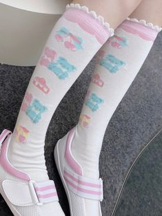 This price is for a pair of socks, others are not included. Cute Knee-high Socks For Spring, Cute Knee-high Spring Socks, Cute Cream Socks For Spring, Cute Cream Spring Socks, Sweet White Socks For Spring, White Casual Knee-high Socks For School, Casual White Knee-high Socks For School, Casual Socks For School In Spring, Casual School Socks For Spring