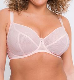 You'll be smiling once you experience the support and comfort this stylish balcony bra delivers. Seamed cups are soft geometric lace. Smiley face pendant is sewn into center panel for a cheerful touch. Fully adjustable straps give you the best fit! Multipart underwire cups have fine mesh lining. Angled and vertical seams shape and support your breasts. Cups are semi-sheer geometric lace that is soft to the touch. Narrow, arched center panel has silvertone metal smiley face charm. Elastic underba Summer Bra, Face Pendant, Geometric Lace, Curvy Kate, Balcony Bra, Metal Hooks, Bra Cups, Recycle Plastic Bottles, Smiley Face