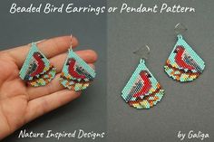 beaded bird earrings or pendant pattern for beginners to learn how to make them