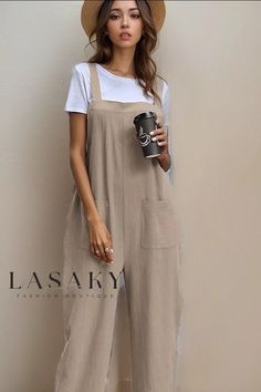 Lasaky - Premium Black Linen-Cotton Loose Jumpsuit with Adjustable Suspenders Jumpsuit Outfit Casual, Linen Overalls, Jumpsuit Outfits, Floral Print Jumpsuit, Loose Jumpsuit, Designer Jumpsuits, Cotton Jumpsuit, Jumpsuit Outfit, Linen Jumpsuit