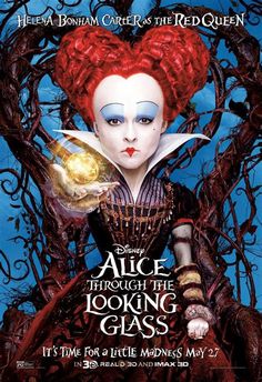 the poster for disney's alice through the looking glass, which features an image of a