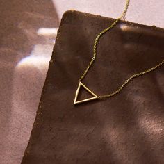 Dainty Triangle Necklace in 14K Solid Gold, Gold Triangle Pendant, Minimalist Solid Gold Necklace, 14K Gold Triangle Necklace for Women - Etsy UK Pendant Minimalist, Balance And Harmony, Gold Triangle, Solid Gold Necklace, Triangle Necklace, Triangle Pendant, Necklace Minimalist, Geometric Pendant, Geometric Jewelry