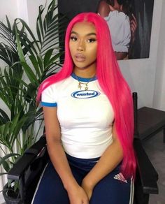 Rose Pink Long Straight Synthetic Hair Cosplay Synthetic Heat Safe Natural Look Red Ombre Hair, Ombre Hair Blonde, Lace Hair, Long Straight Hair, Blonde Ombre, Lace Frontal Wig, Frontal Wigs, Ombre Hair, Straight Hair