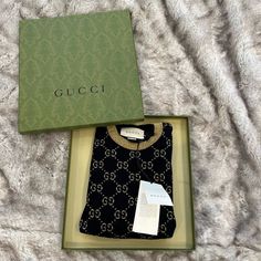 Gucci Gg Cotton Lam Top Blue Cotton With Gold Lam Gg Motif And Trim Xs Brand New With Tag And Box Gucci Top, Gucci T Shirt, Gold Lame, Color Blue, Navy Blue, Womens Tops, Gucci, Trim, Brand New