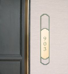 a close up of a door with a number on the front and side of it