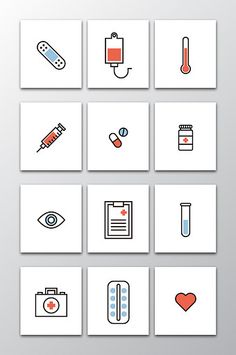 the medical icons are arranged in squares