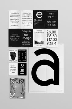 an assortment of black and white typogramic typefaces on grey background