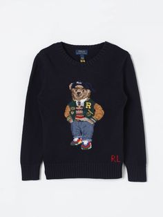 Sweater POLO RALPH LAUREN Kids color Blue Motif Jersey, Kids Teddy Bear, Polo Ralph Lauren Kids, Polo Ralph Lauren Sweater, Ralph Lauren Kids, Ralph Lauren Boys, Stockholm Fashion, Embroidered Sweater, Ralph Lauren Sweater