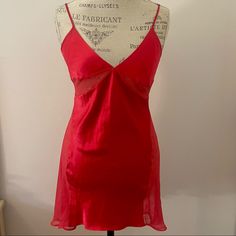 Victorias Secret Slip Dress Never Worn! Super Cute Mini! Red Sheer Mini Dress, Red V-neck Slip Dress For Summer, Red Sheer Mini Length Dress, Sheer Red Mini Dress For Party, Red Sheer Mini Dress For Party, Red Mini Slip Dress For Date Night, Red Fitted V-neck Slip Dress, Red Slip Dress For Date Night In Spring, Red Sheer Dress For Date Night