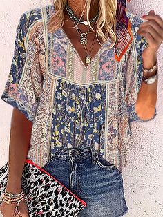 Summer Board, Blouse Ideas, Half Sleeve Blouse, Oversized Blouse, Women Blouses, Feminine Dress, Women Shirts Blouse, Basic Tops, Sleeves (women)