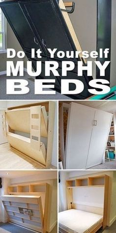 there are pictures of different types of beds in the room with text overlay that says do it yourself murphy beds