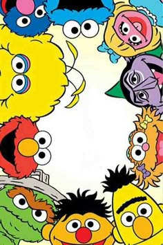 the sesame street gang is all lined up together