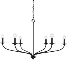 a black chandelier with five lights hanging from it